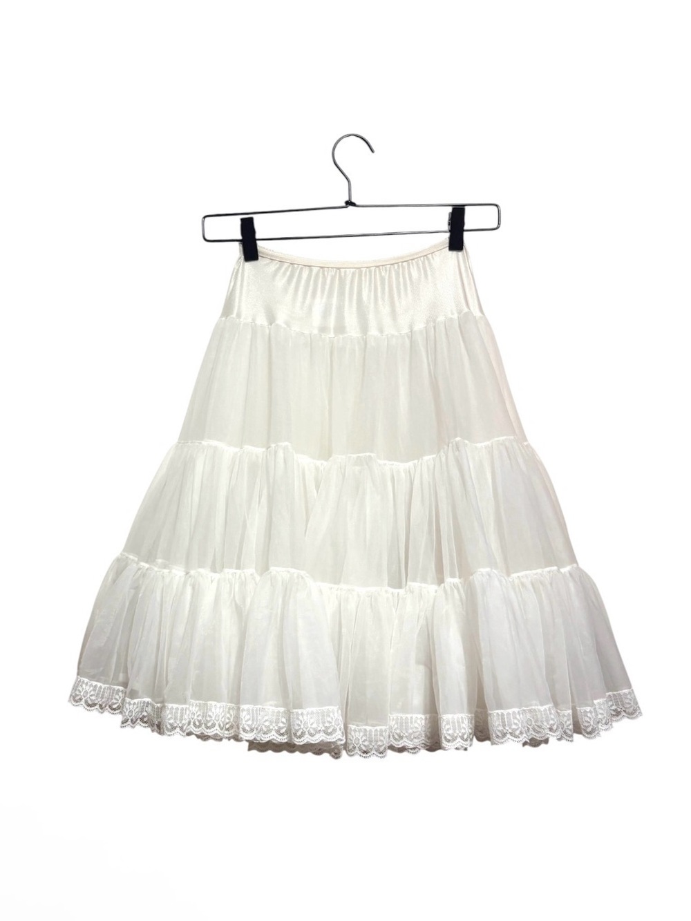 Vintage White Tiered Lace Hem Skirt